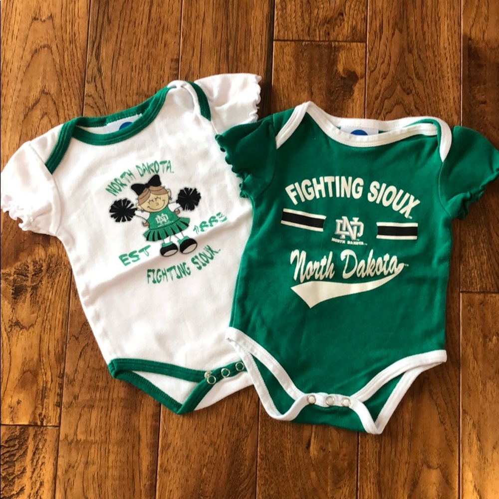 0-3 month Fighting Sioux girls onesies